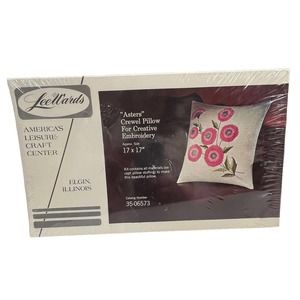 New Vintage LeeWards Asters Crewel Pillow Creative‎ Embroidery